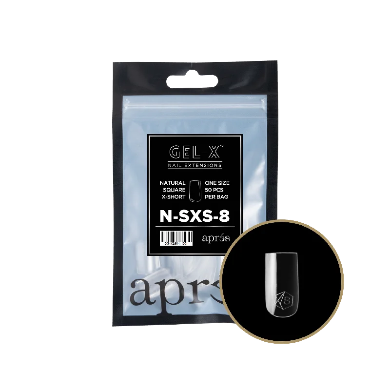 nail repair with weekly nail treatment-APRES TIP BAG - 8 - NATURAL SQUARE EXTRA SHORT