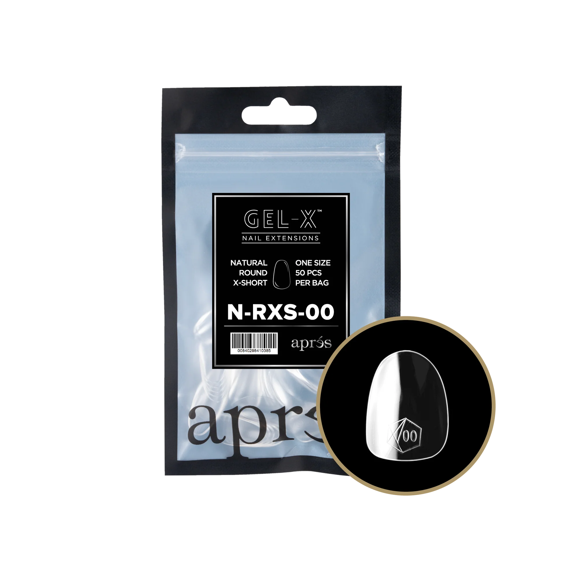 nail repair for nail beauty restoration-APRES TIP BAG - 00 - NATURAL ROUND X-SHORT