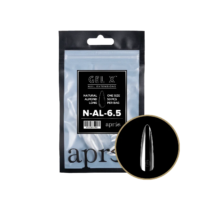 nail repair with safe-for-kids nail gel-APRES TIP BAG - 6.5 - NATURAL ALMOND LONG