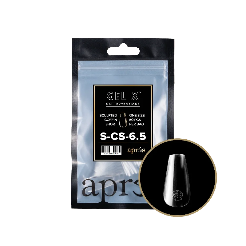 nail repair with designer nail gel-APRES TIPS BAG - 6.5 - SCULPTED COFFIN SHORT