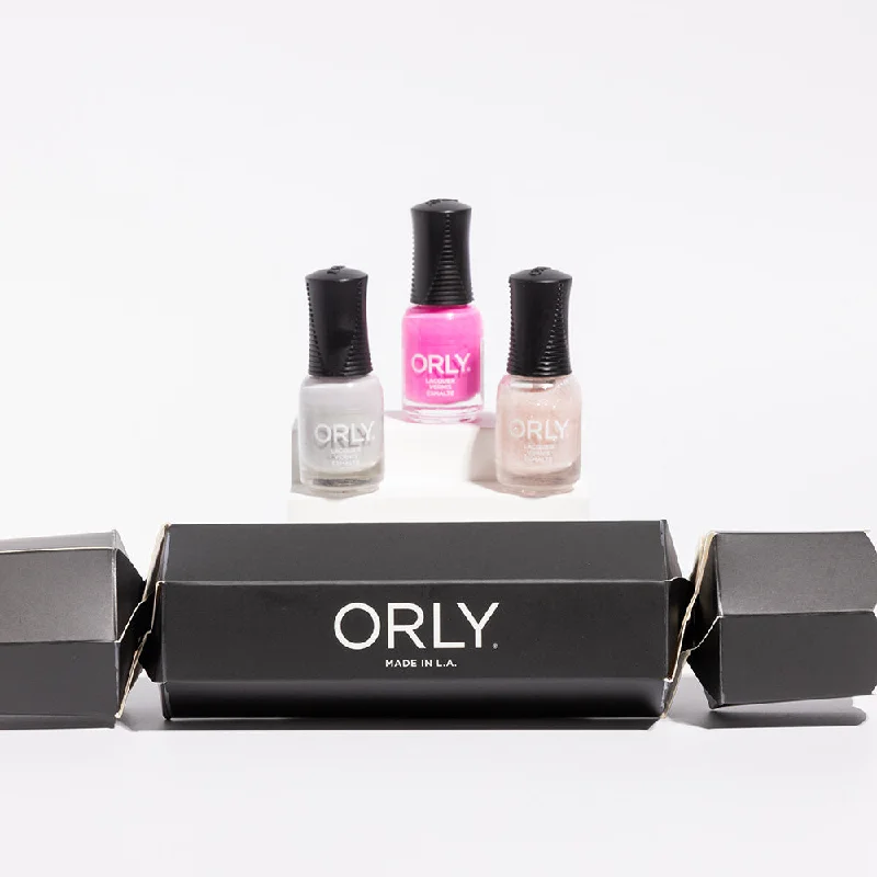 nail polish bold gem-ORLY Christmas Cracker - Bon Bon, Snow Worries, Fancy Fuschia