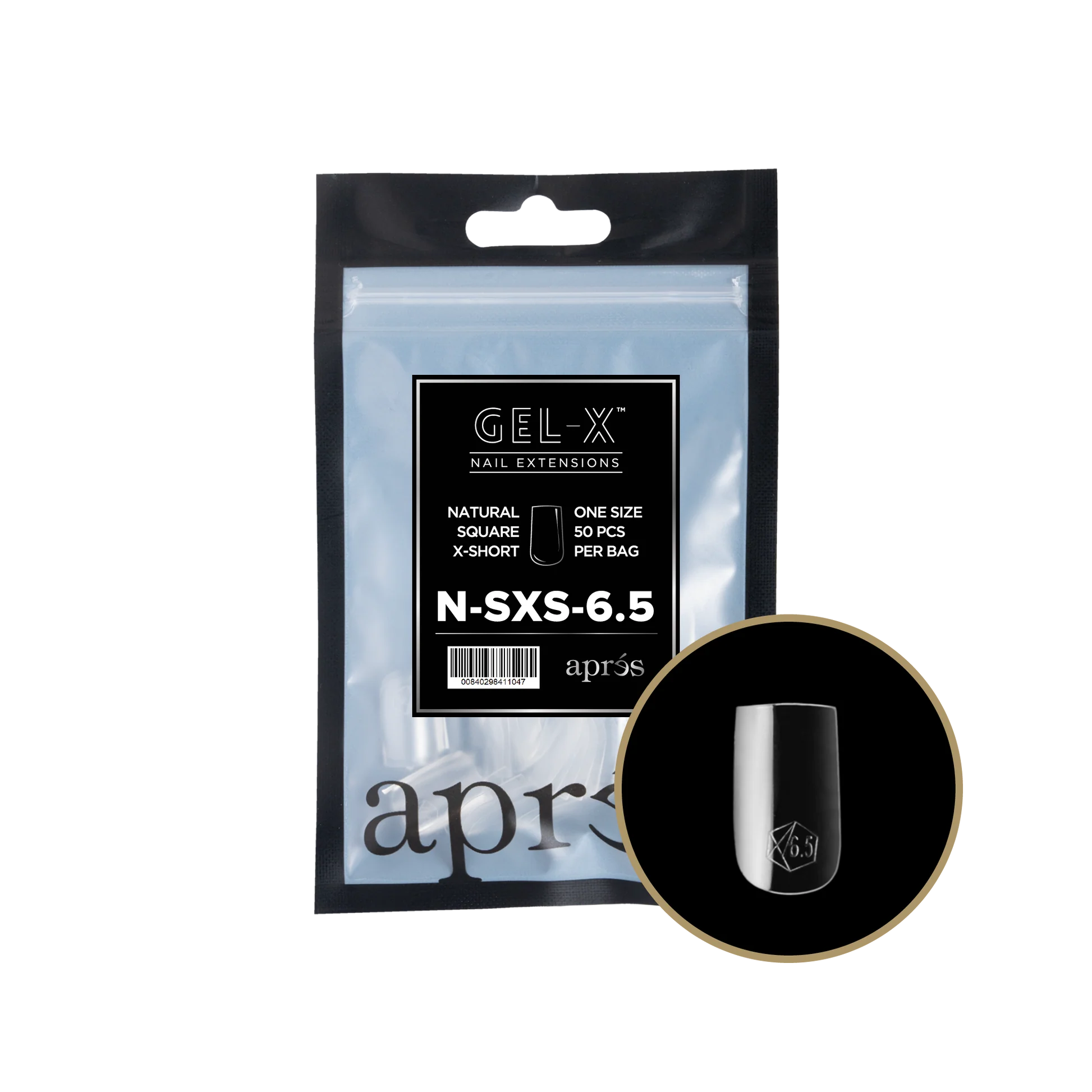 nail repair for nail care restoration-APRES TIP BAG - 6.5 NATURAL SQUARE EXTRA SHORT