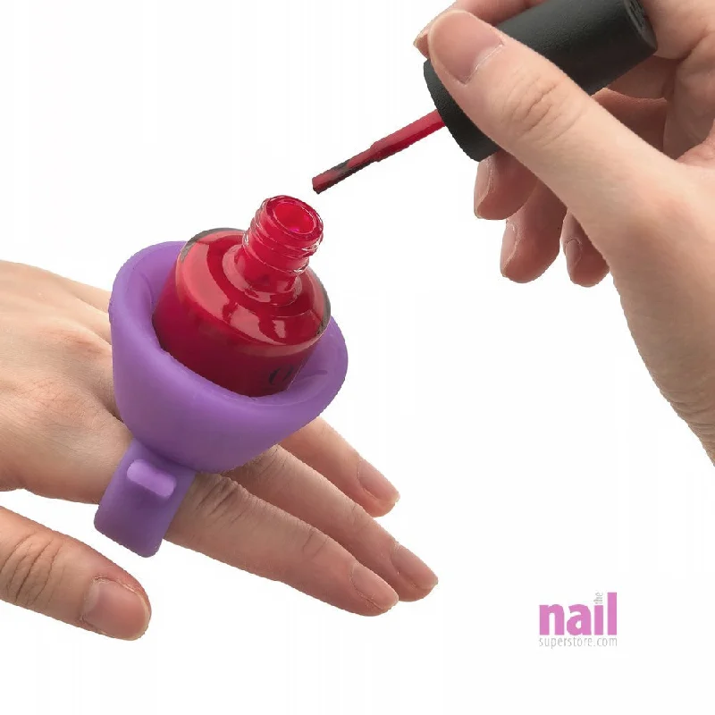 nail polish gleaming river-Silicone Nail Polish Bottle Holder Ring | Purple - Each