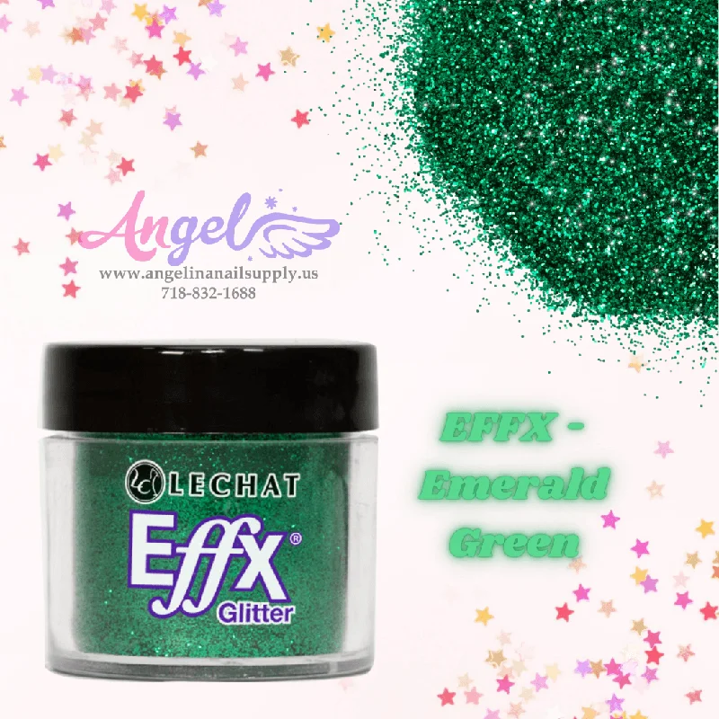 nail polish radiant glow-Lechat Glitter EFFX-18 Emerald Green