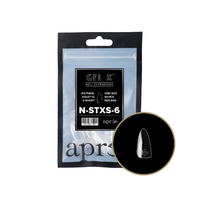 nail repair with tailored nail gel-APRES TIP BAG - 6 - NATURAL STILETTO EXTRA SHORT