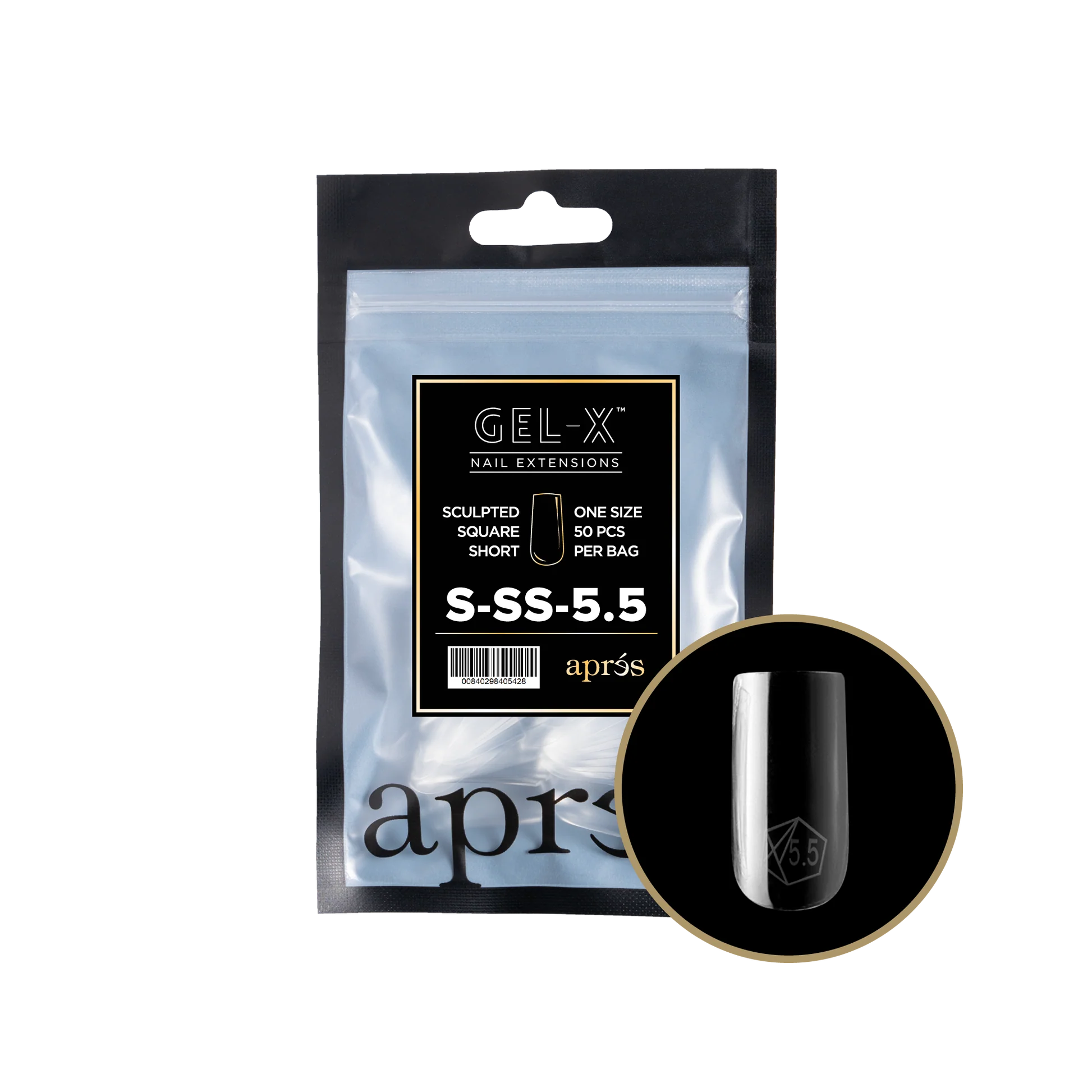 nail repair for nail strength boost-APRES TIP BAG - 5.5 - SCULPTED SQUARE SHORT