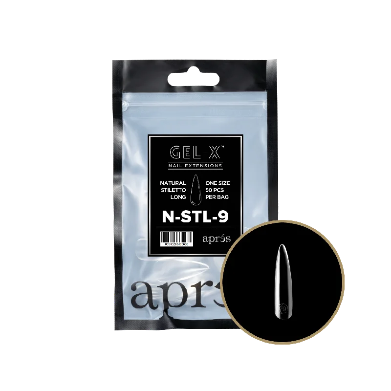 nail repair for nail durability outcomes-APRES TIP BAG - 9 - NATURAL STILETTO LONG