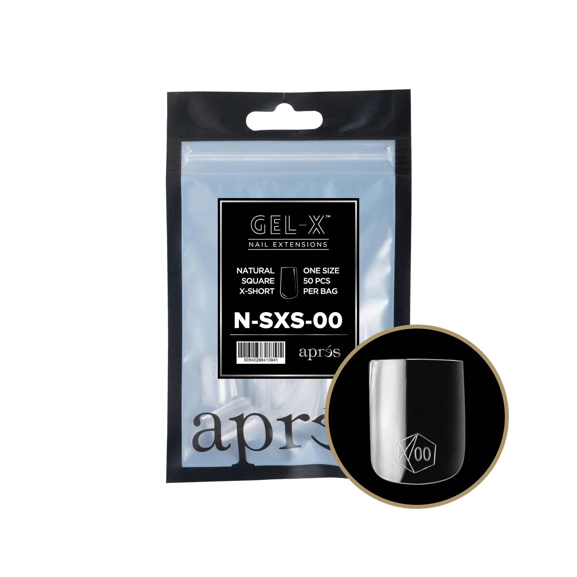 nail repair with hypoallergenic polish-APRES TIP BAG - 00 - NATURAL SQUARE EXTRA SHORT