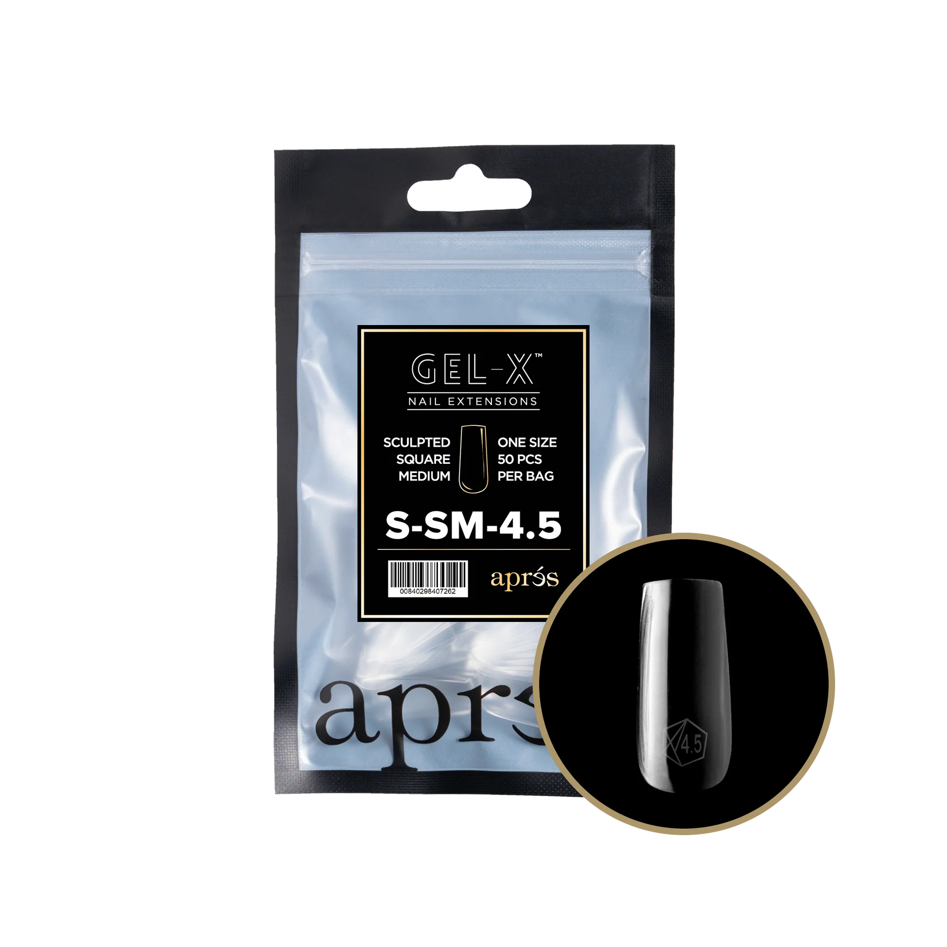 nail repair with precision nail clippers-APRES TIP BAG - 4.5 - SCULPTED SQUARE MEDIUM