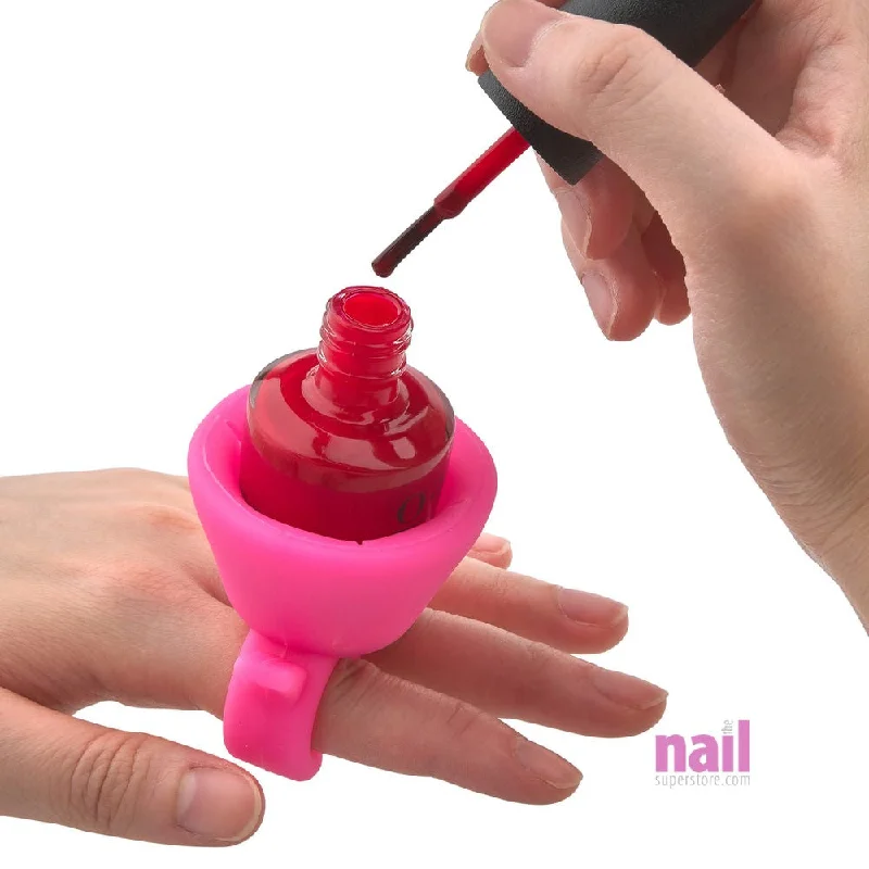 nail polish sparkling creek-Silicone Nail Polish Bottle Holder Ring | Pink - Each