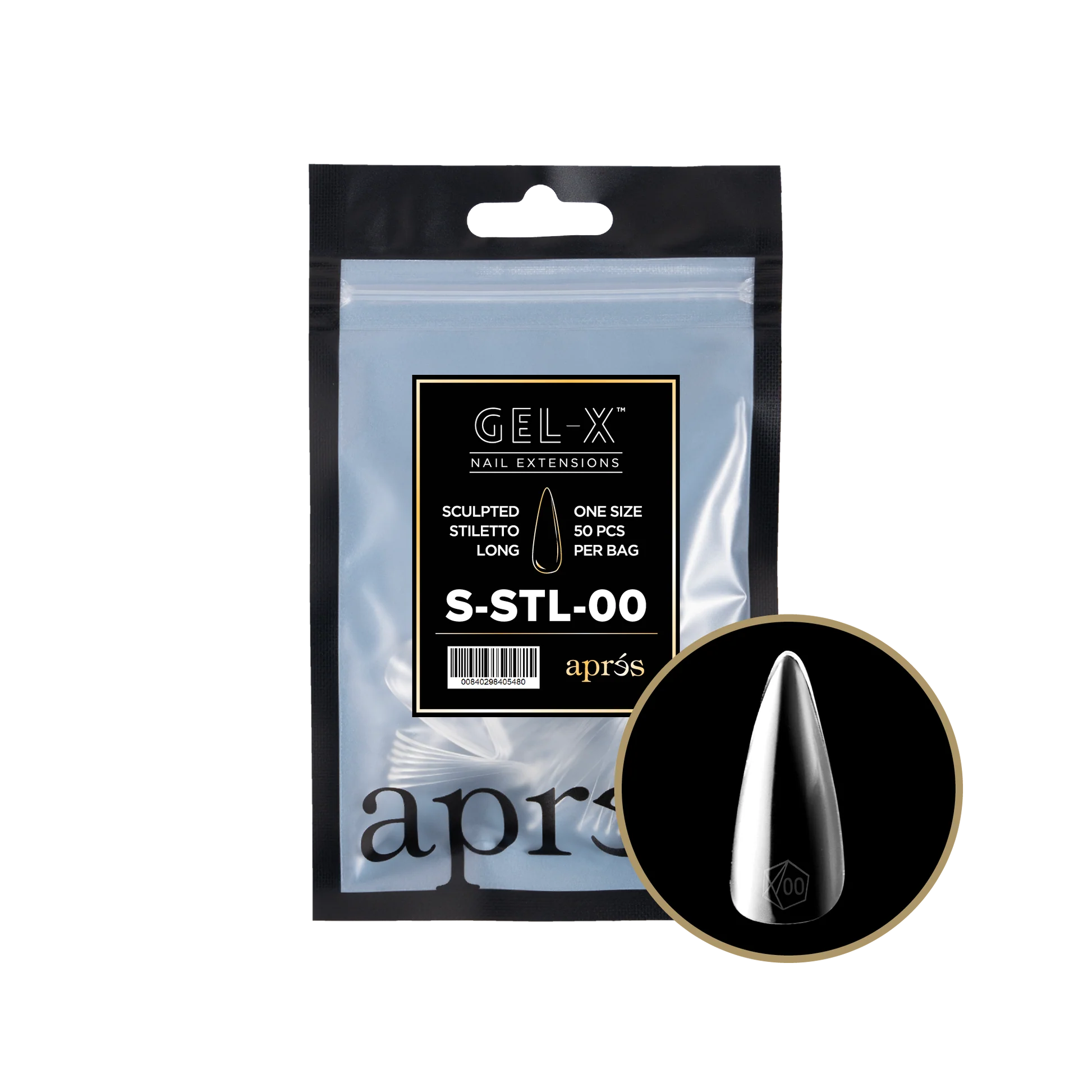 nail repair for nail care enhancement-APRES TIP BAG - 00 - SCULPTED STILETTO LONG