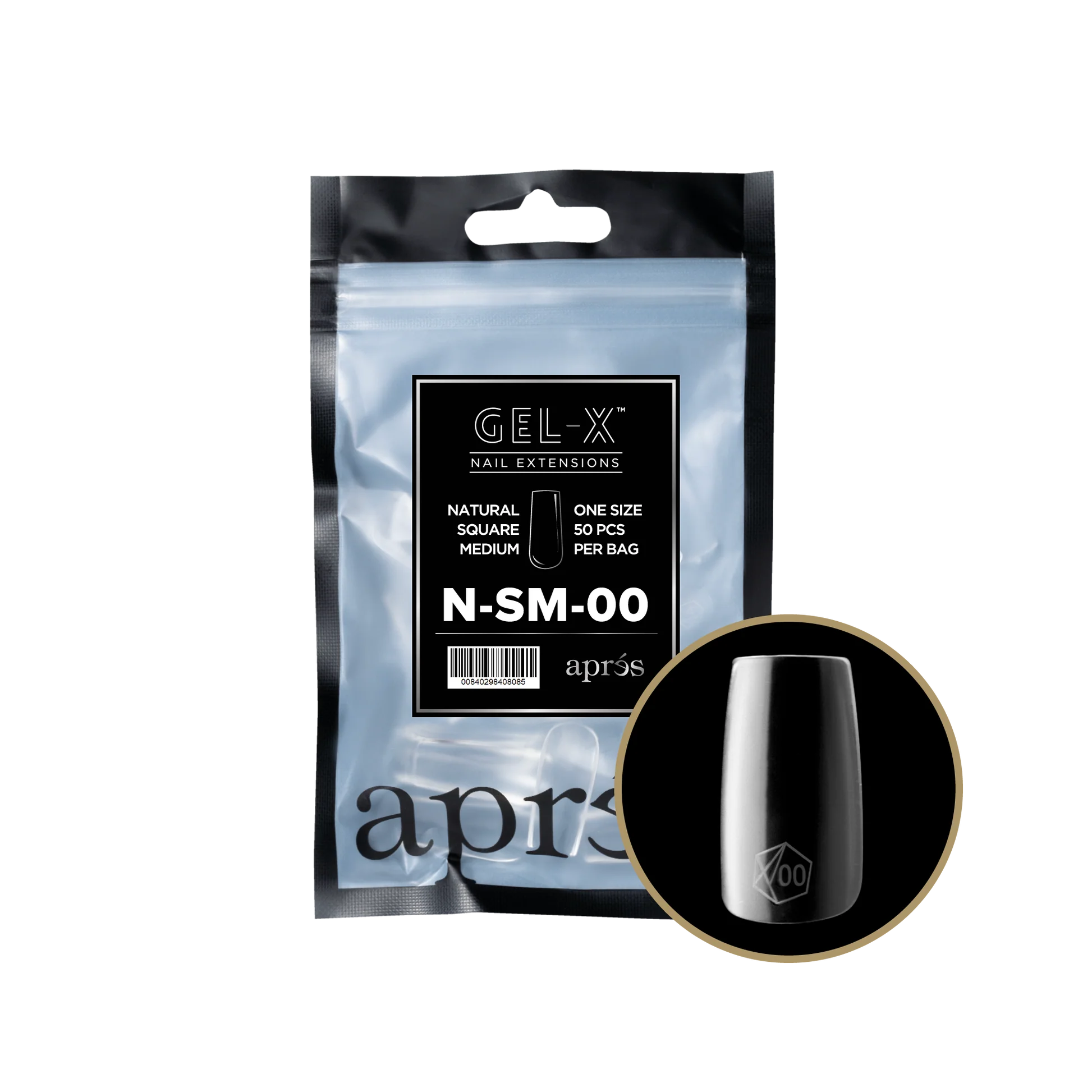 nail repair for nail flexibility maintenance-APRES TIP BAG - 00 - NATURAL SQUARE MEDIUM