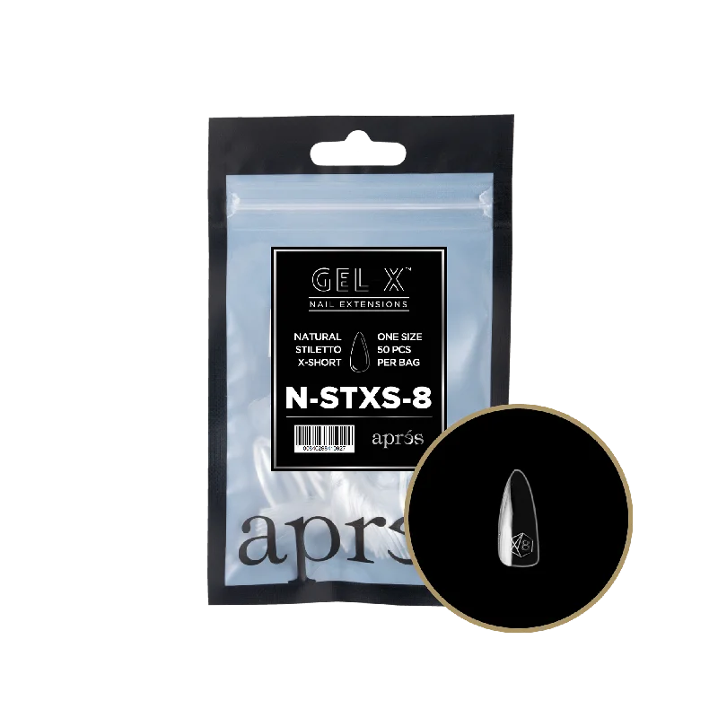 nail repair for nail care success-APRES TIP BAG - 8 - NATURAL STILETTO EXTRA SHORT