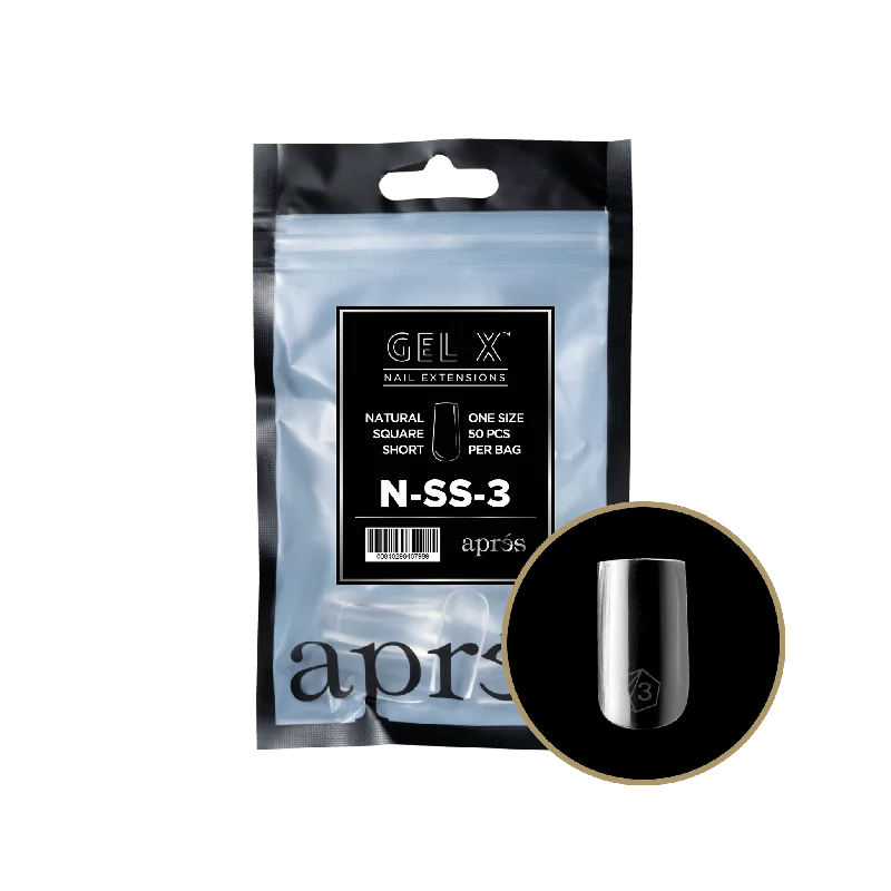 nail repair with seasonal nail serum-APRES TIP BAG - 3 - NATURAL SQUARE SHORT