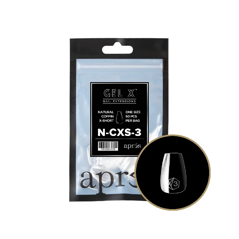 nail repair for nail toughness boost tips-APRES TIPS BAG - 3 - NATURAL COFFIN EXTRA SHORT