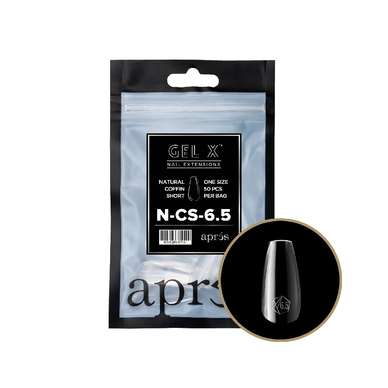 nail repair with graduation nail serum-APRES TIPS BAG - 6.5 - NATURAL COFFIN SHORT