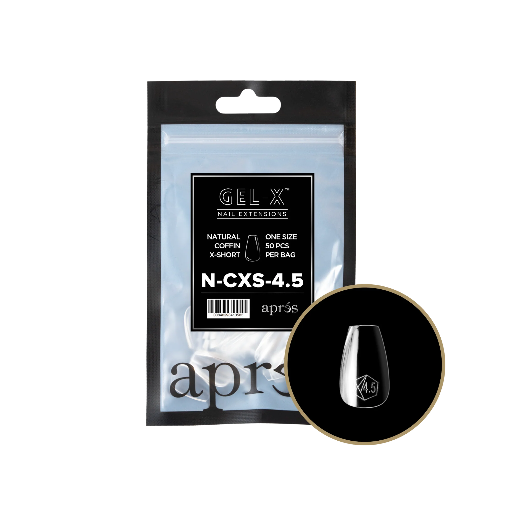 nail repair with cruelty-free serum-APRES TIPS BAG - 4.5 - NATURAL COFFIN EXTRA SHORT