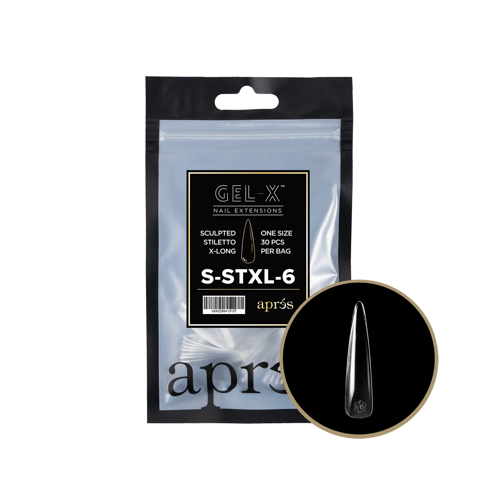 nail repair with evening nail serum-APRES TIP BAG - 6 - SCULPTED STILETTO EXTRA LONG