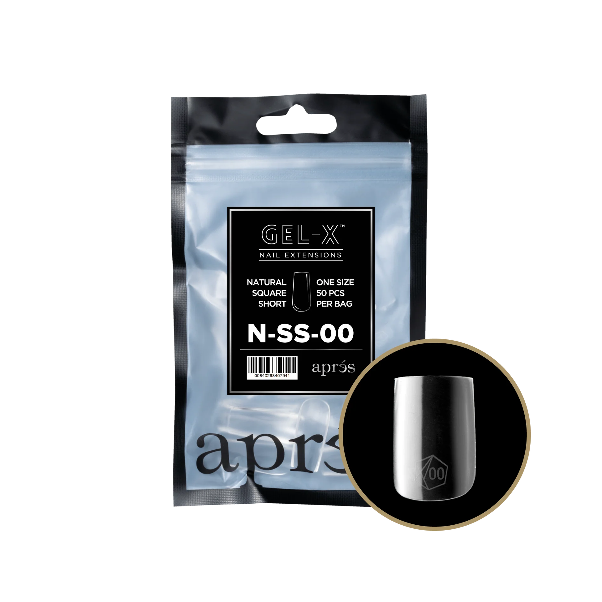 nail repair with gluten-free nail treatment-APRES TIP BAG - 00 - NATURAL SQUARE SHORT