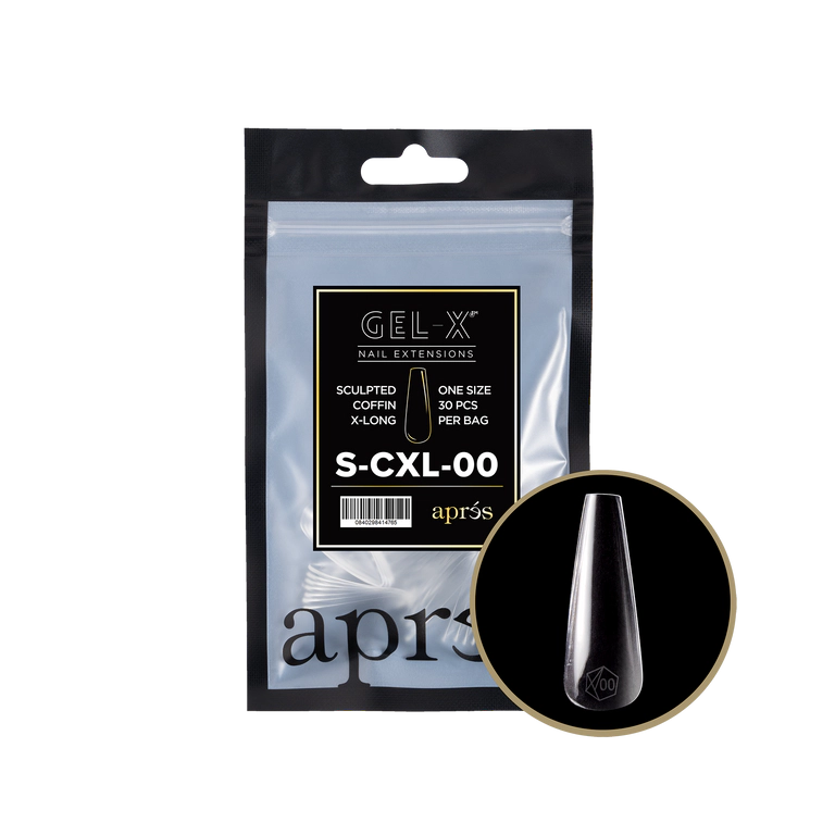 nail repair for nail toughness progress-APRES TIPS BAG - 00 - SCULPTED COFFIN EXTRA LONG