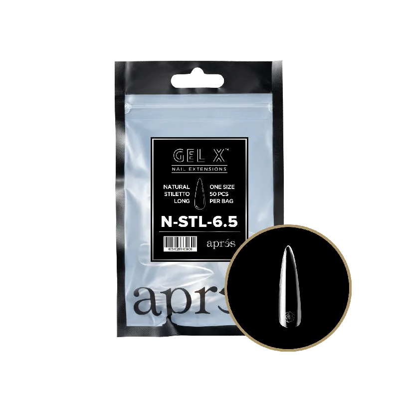 nail repair with high-quality polish-APRES TIP BAG - 6.5 - NATURAL STILETTO LONG