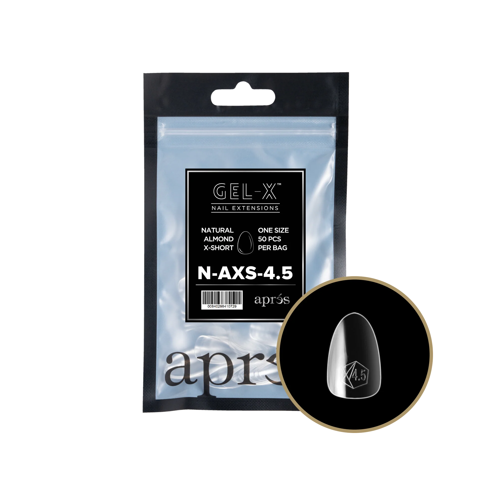 nail repair for nail shine restoration-APRES TIP BAG - 4.5 - NATURAL ALMOND EXTRA SHORT