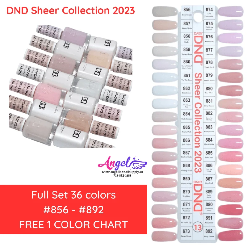 nail polish sharp key-DND13 Collection #13 Sheer (Full Set 36 Colors #856 - #892)