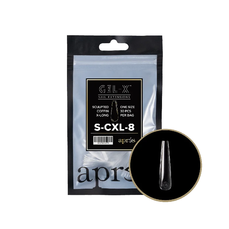 nail repair with occasion nail oil-APRES TIPS BAG - 8 - SCULPTED COFFIN EXTRA LONG