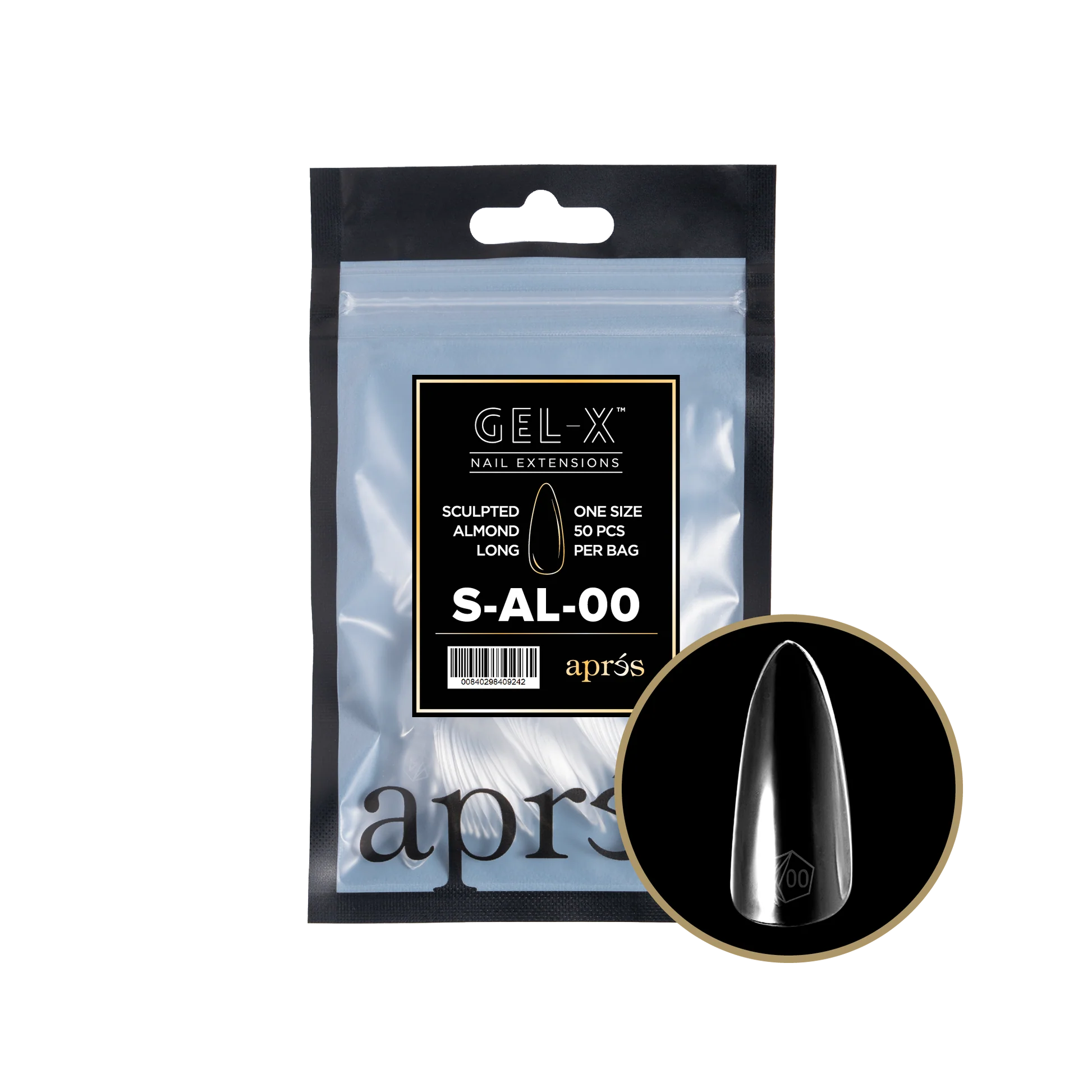 nail repair with mini nail polisher-APRES TIP BAG - 00 - SCULPTED ALMOND LONG