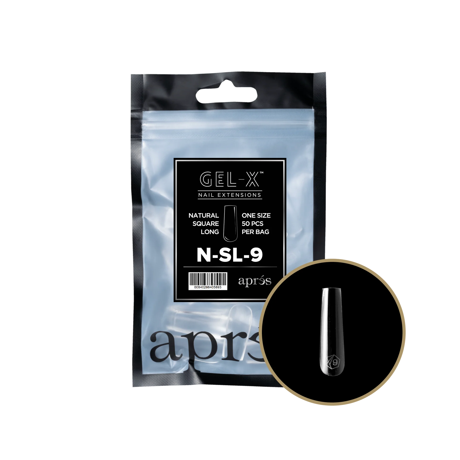 nail repair for nail growth discoveries-APRES TIP BAG - 9 - NATURAL SQUARE LONG