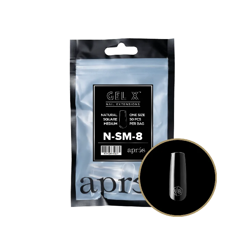 nail repair for nail toughness improvements-APRES TIP BAG - 8 - NATURAL SQUARE MEDIUM