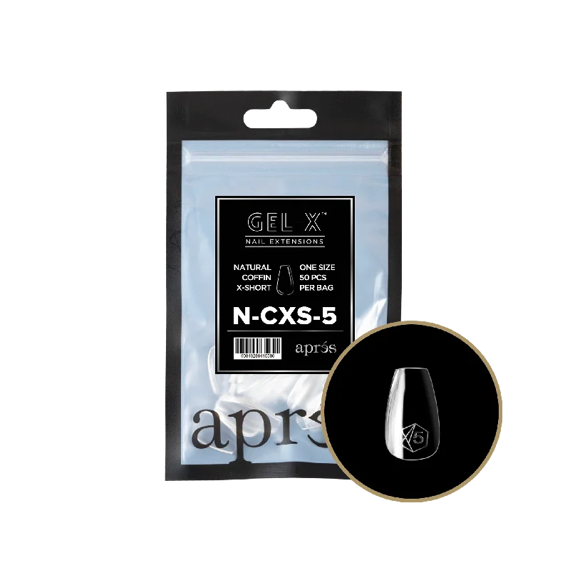 nail repair for nail shine boost tips-APRES TIPS BAG - 5 - NATURAL COFFIN EXTRA SHORT