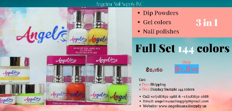 nail polish deep toolbox-Angel Gel Dual + Dip Powder ( 144 colors ) - 3 in 1 Collection