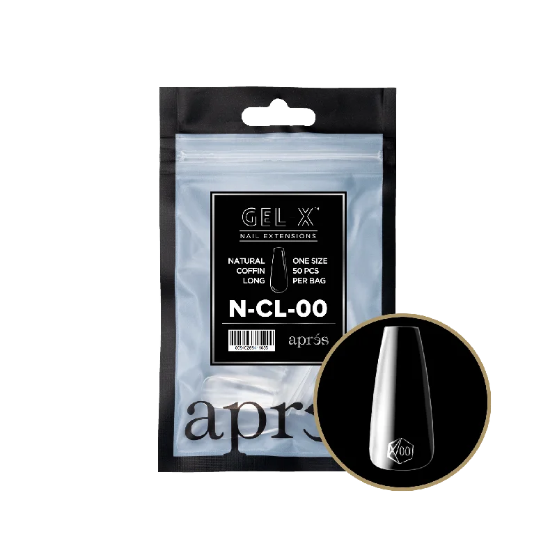 nail repair for nail durability outcomes-APRES TIPS BAG - 00 - NATURAL COFFIN LONG