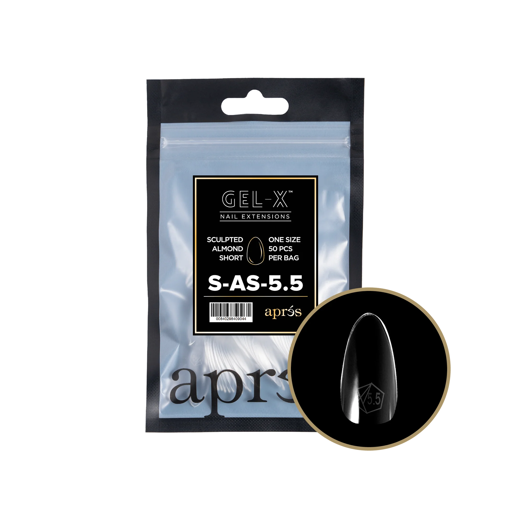 nail repair for nail smoothness boost-APRES TIP BAG - 5.5 - SCULPTED ALMOND SHORT