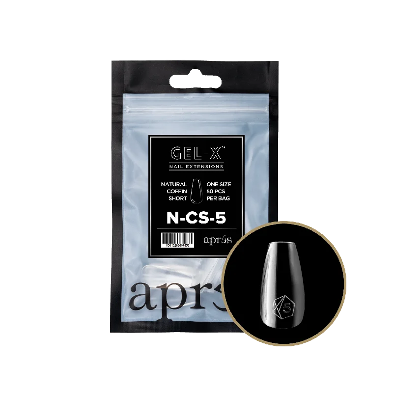 nail repair for nail hydration boost tips-APRES TIPS BAG - 5 - NATURAL COFFIN SHORT