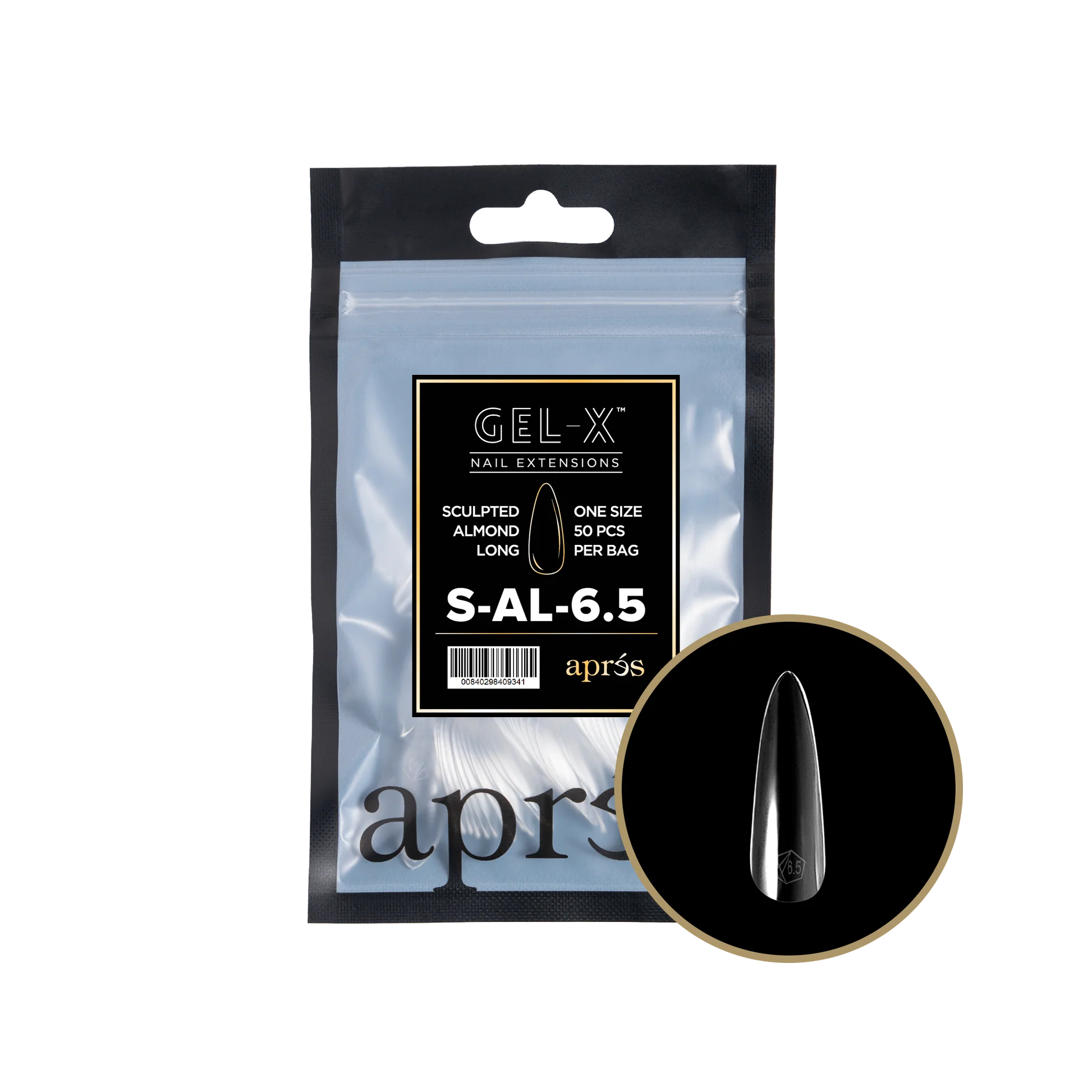 nail repair for nail durability boost-APRES TIP BAG - 6.5 - SCULPTED ALMOND LONG