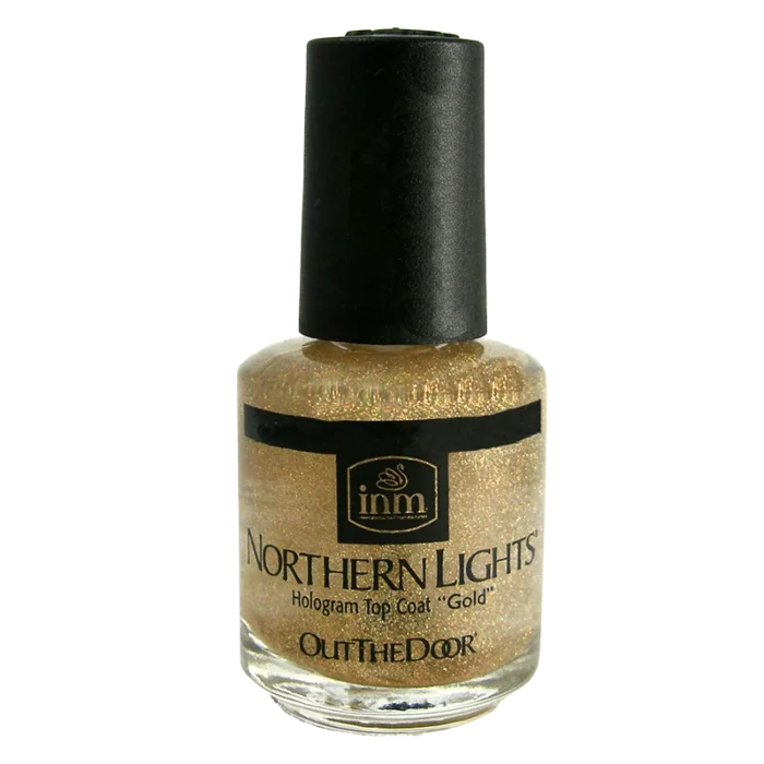 nail repair with race-day gel-INM NORTHERN LIGHTS HOLOGRAM TOP COAT - GOLD