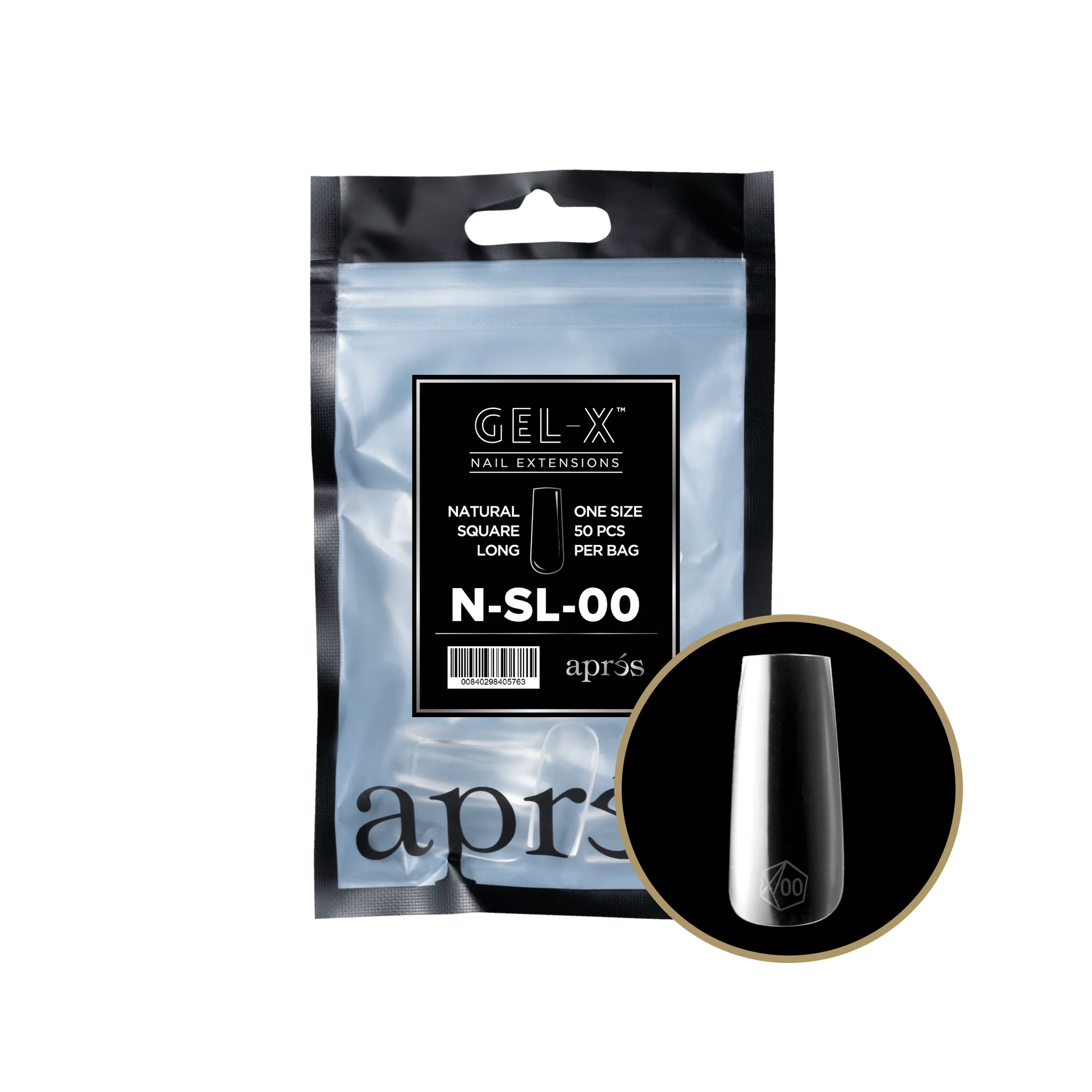 nail repair with paraben-free cream-APRES TIP BAG - 00 - NATURAL SQUARE LONG