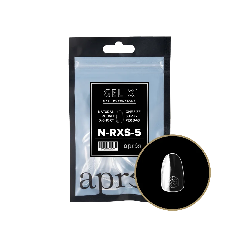 nail repair with workout nail oil-APRES TIP BAG - 5 - NATURAL ROUND X-SHORT