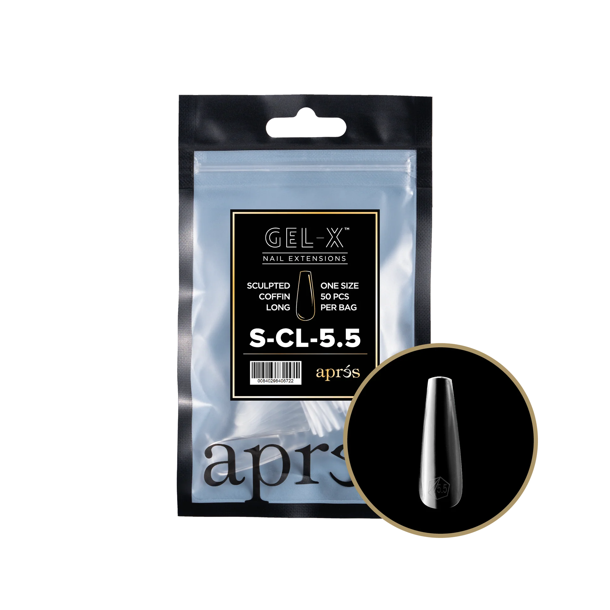 nail repair for nail resilience boost-APRES TIPS BAG - 5.5 - SCULPTED COFFIN LONG