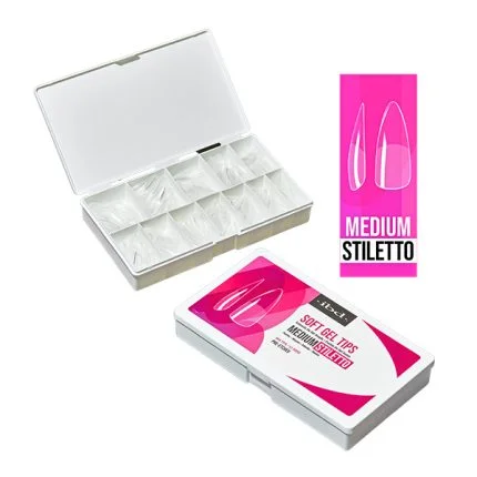 nail repair with metal nail file-ibd SOFT GEL TIPS - STILETTO - PRE-ETCHED - 504 TIPS/12 SIZES