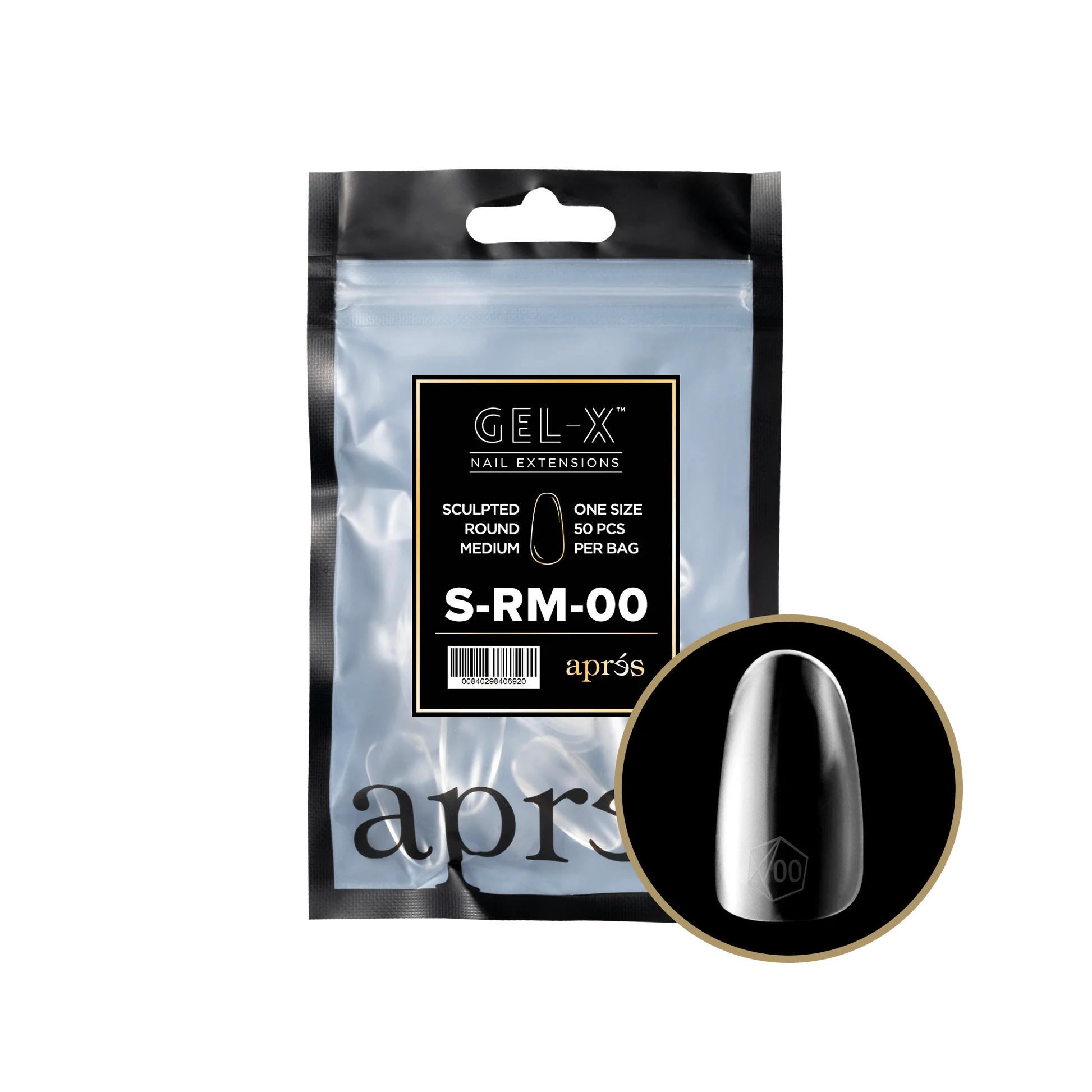 nail repair for nail flexibility boost-APRES TIP BAG - 00 - SCULPTED ROUND MEDIUM