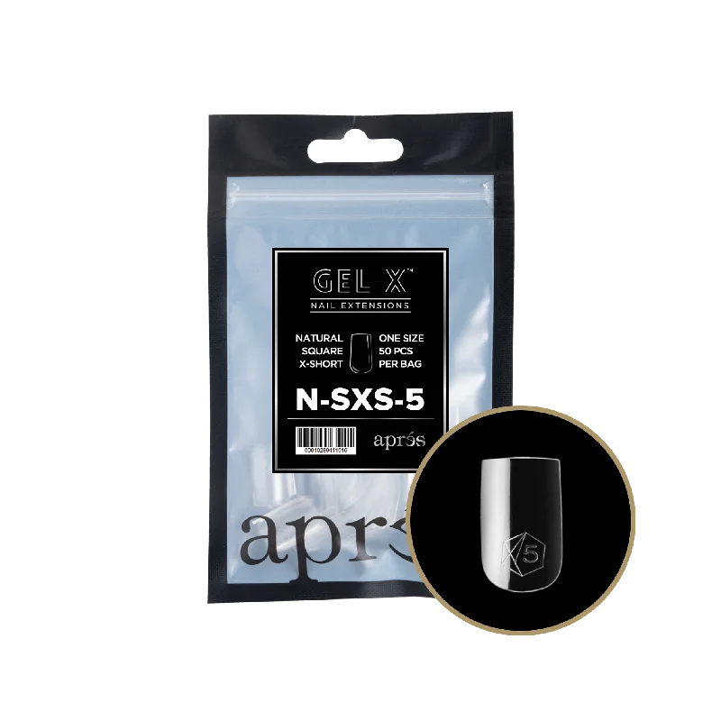 nail repair for nail care advancements-APRES TIP BAG - 5 - NATURAL SQUARE EXTRA SHORT