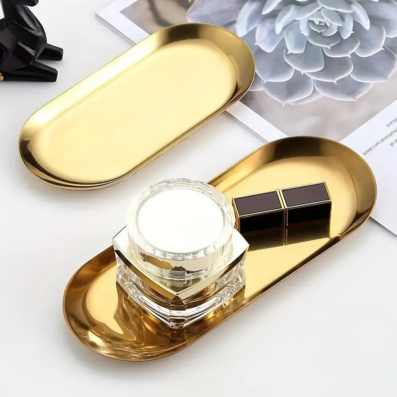 nail polish gleaming ruffle-Stainless Steel Gold Tray