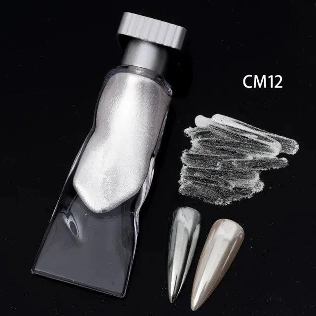 nail polish smooth crown-Liquid Mirror Chrome White Pearl CM12