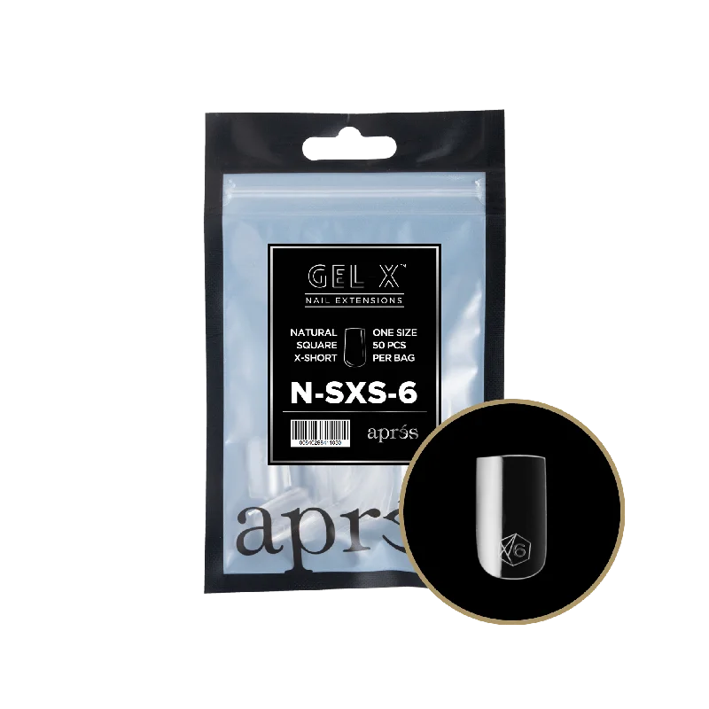 nail repair for nail hydration improvements-APRES TIP BAG - 6 - NATURAL SQUARE EXTRA SHORT