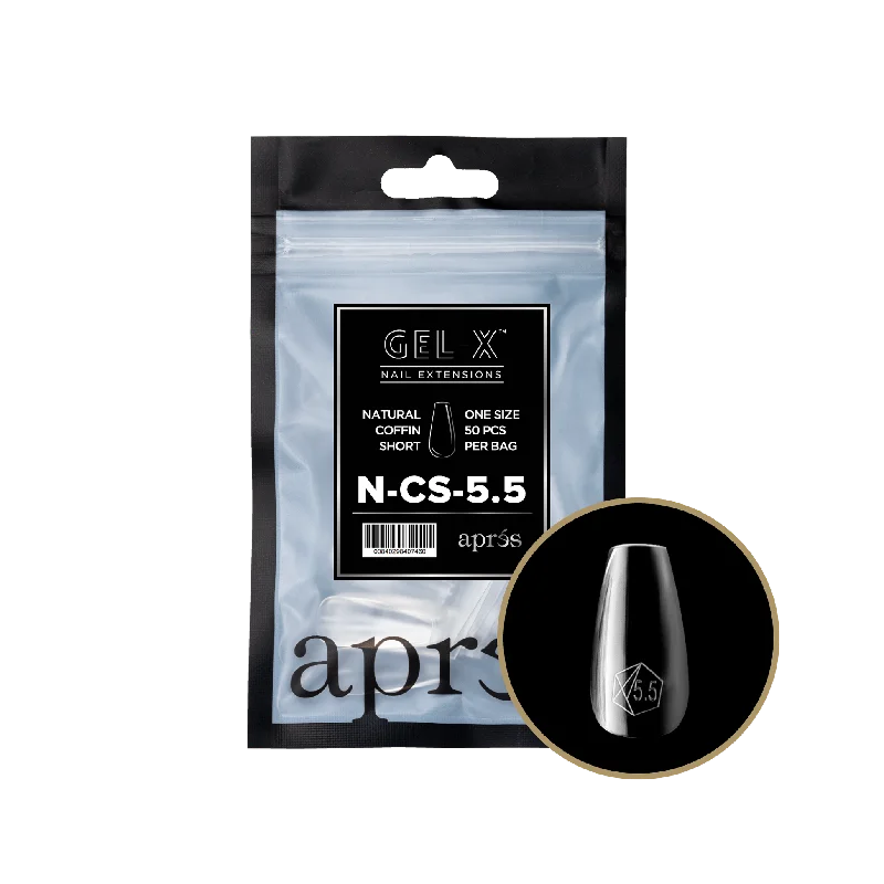 nail repair with vacation nail cream-APRES TIPS BAG - 5.5 - NATURAL COFFIN SHORT