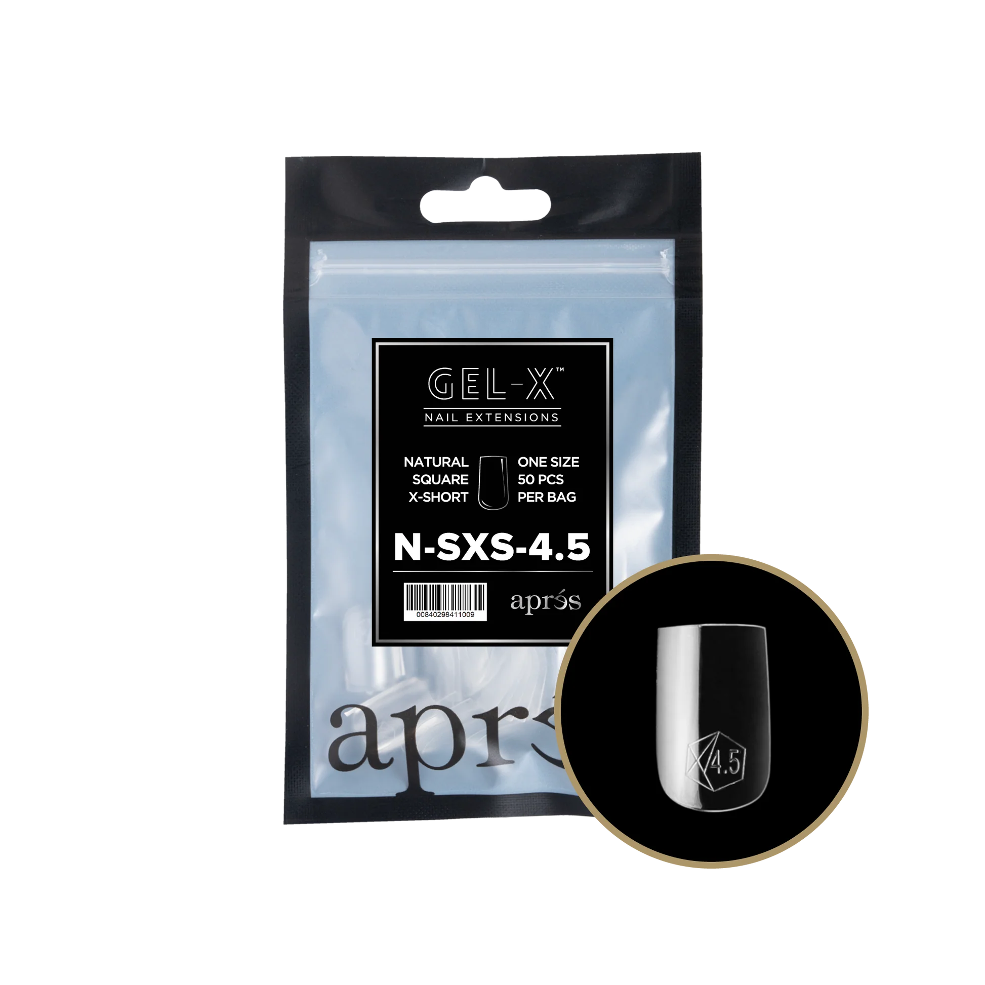 nail repair for nail strength restoration-APRES TIP BAG - 4.5 - NATURAL SQUARE EXTRA SHORT