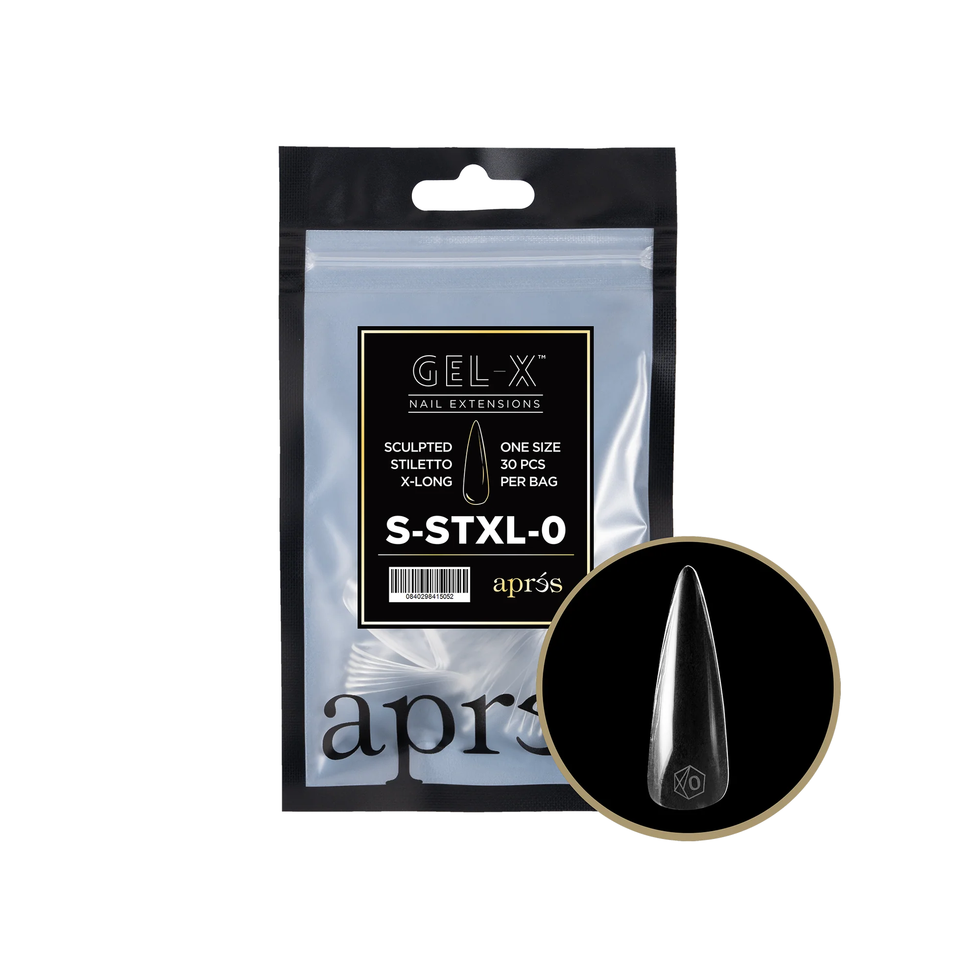 nail repair with sunset nail gel-APRES TIP BAG - 0 - SCULPTED STILETTO EXTRA LONG